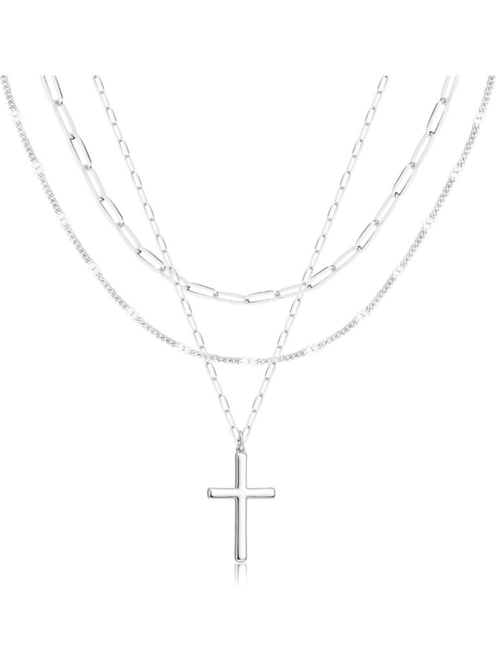Layered Gold Necklaces for Women - Stackable Dainty Heart & Cross Pendants